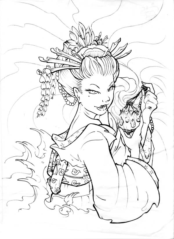 600x827 Geisha Love Poison Coloring Page