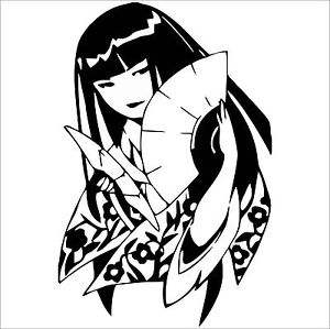 300x299 Japanese Geisha Girl With Fans 580mm X 883mm Wall Art Or Car