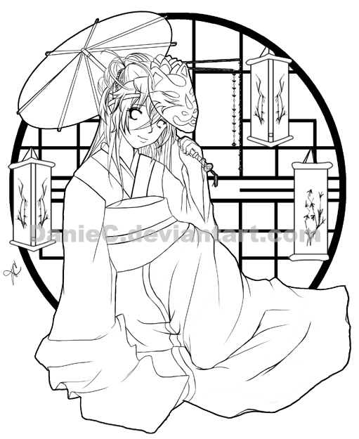 511x625 Geisha Girl Line Art By Daniec