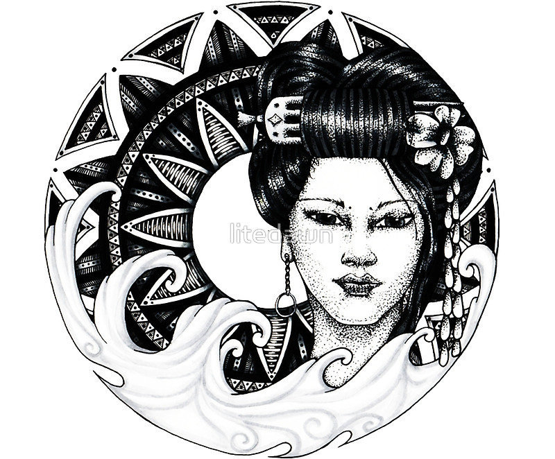 800x662 Geisha Girl Mandala Posters By Litedawn Redbubble