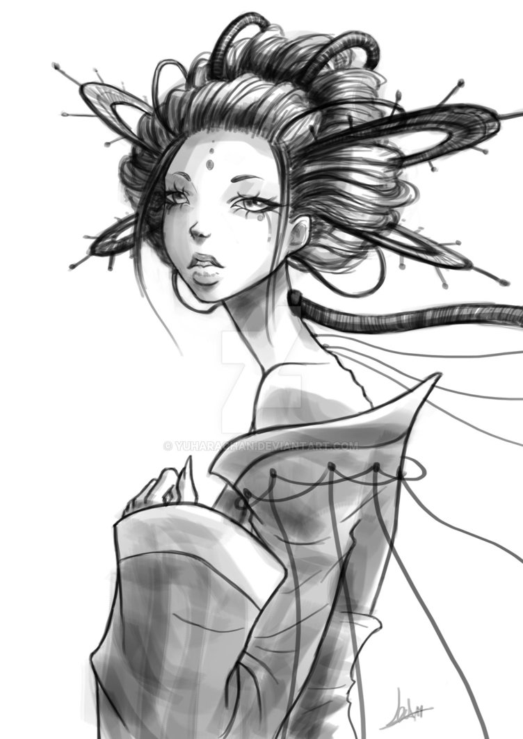 752x1063 Futuristic Geisha By Yuharachan