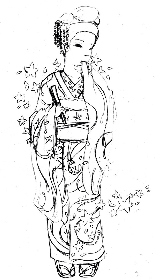 600x1080 Tattoographic Geisha Sketch By Machood