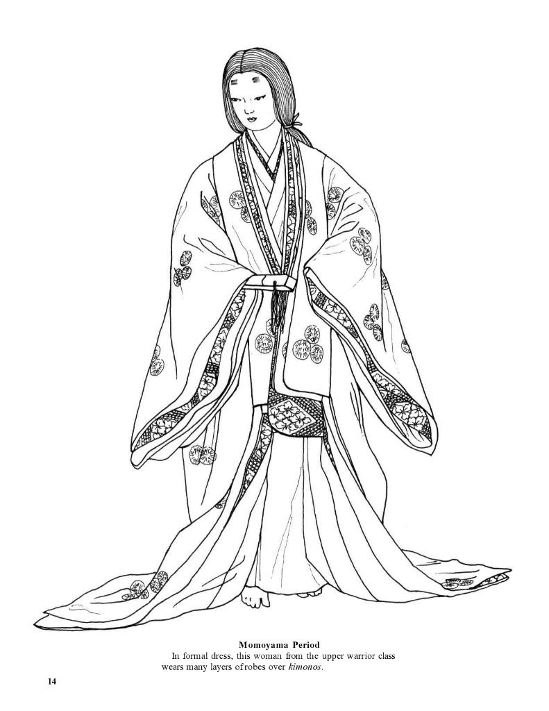 791x1024 Geisha Kimono Coloring Geisha, Adult Coloring