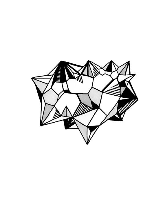 570x697 Quartz Ii Illustration A3 Print Black Amp White Line Drawing