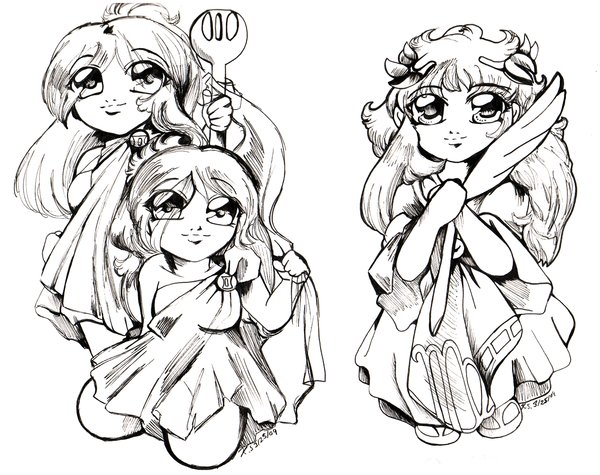 600x475 Gemini + Virgo Chibi Bw By Bastett