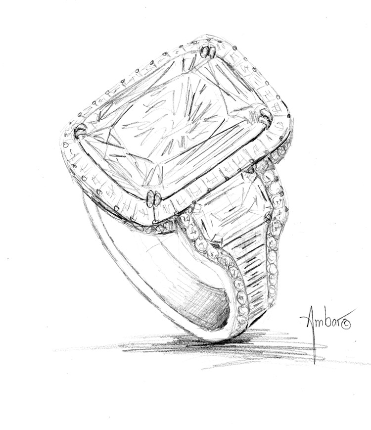 750x869 Free Hand Drawing Of Custom Engagement Ring Setting