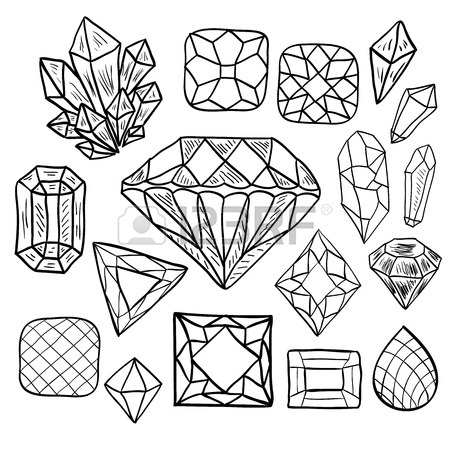 450x450 Hand Drawn Diamond Symbol. Sketch Of Gemstone Sign In Doodle