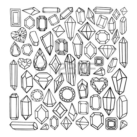 450x450 Set Of Geometric Crystals Gem And Minerals. Vector Illustration