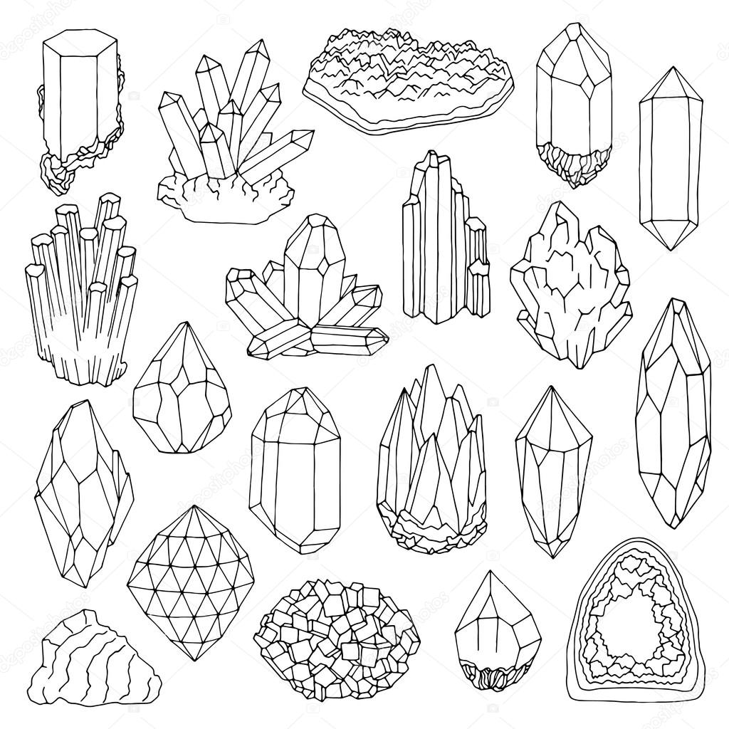 1024x1024 Hand Drawn Line Crystal, Mineral, Gem Stock Vector Nadyakr