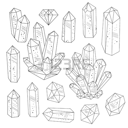 450x450 Seamless Background. Golden Silhouette Of Crystals Gemstones