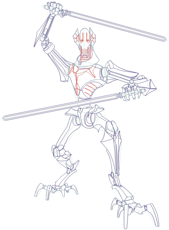 558x760 How To Draw General Grievous From Star Wars Step By Step Drawing