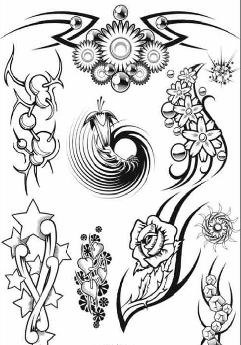 487x697 Tribal Flower Star Swirl Tattoo Flash Tattoo Flash