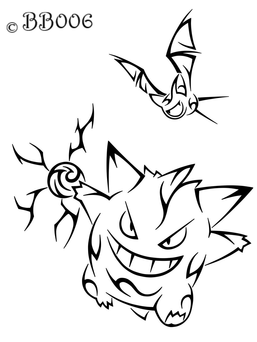 1024x1365 Tribal Gengarzubat Tattoo By