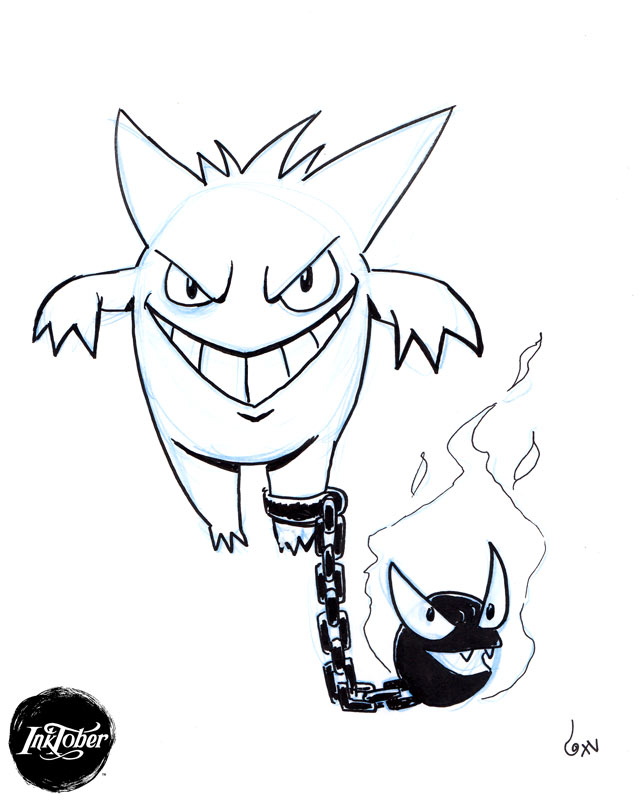 640x800 Inktober D27 Pokemon Gengar Gastly Fanart By Holyengine