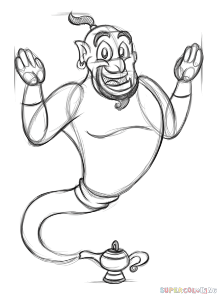 425x575 How To Draw A Genie Step By Step Drawing Tutorials