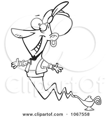 450x470 Clipart Outlined Genie Greeting