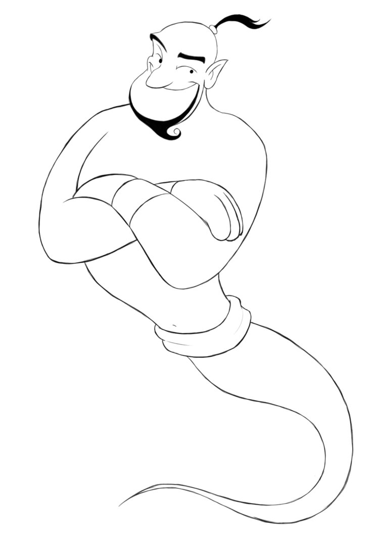 752x1063 Lux Brush Sketch Genie From Disney's Aladdin By Alixnight
