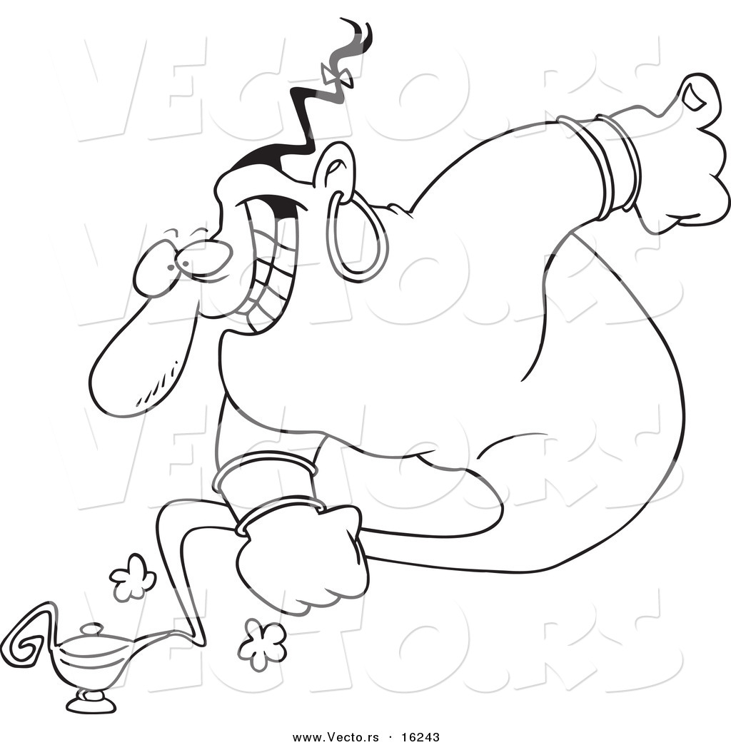 1024x1044 Vector Of A Cartoon Male Genie Emerging From A Lamp