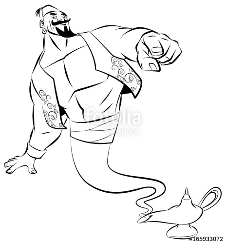 464x500 Vector Vector Lamp Genie Aladdin Illustration. Vector
