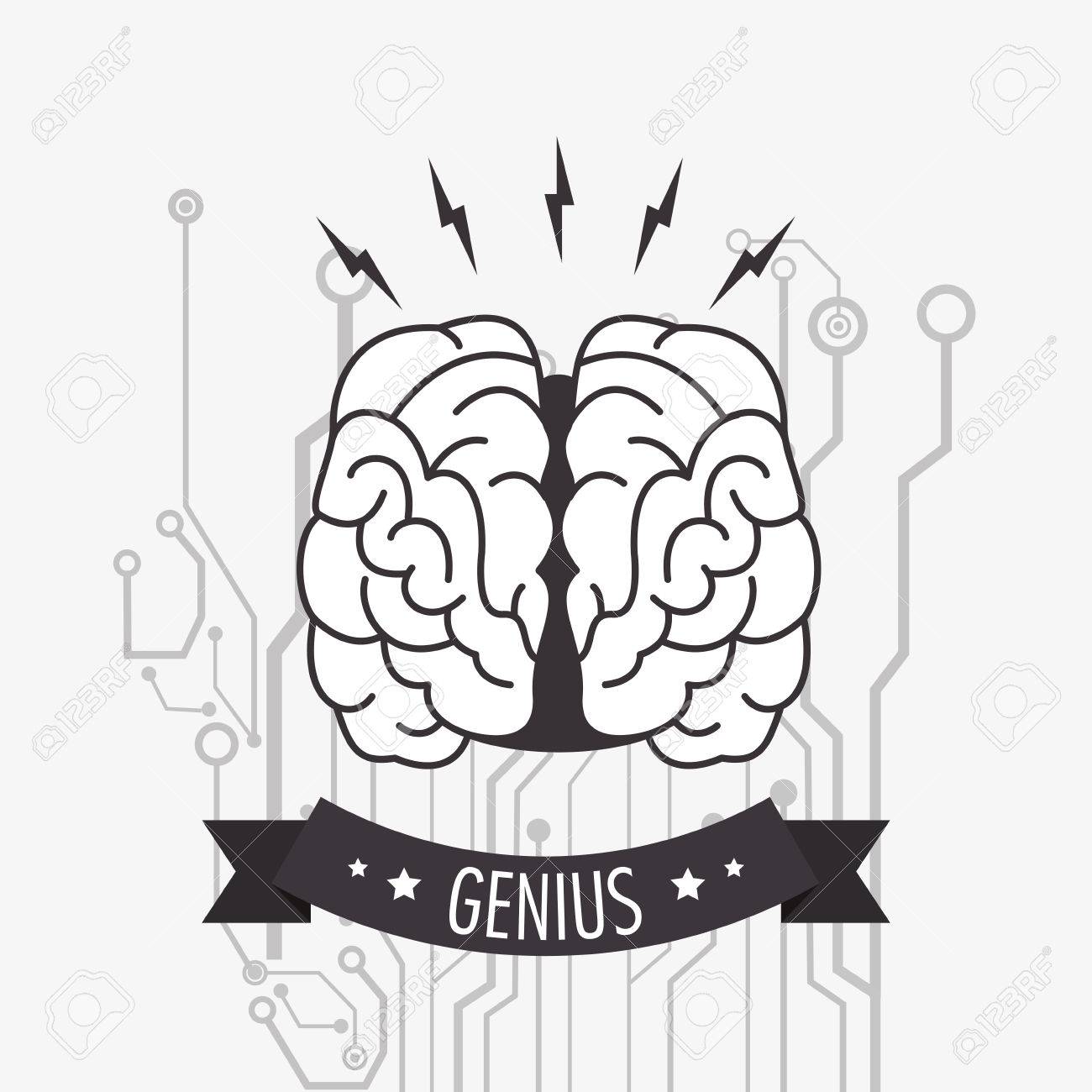 1300x1300 Genius Human Brain And Circuit Icon Image Vector Illustration