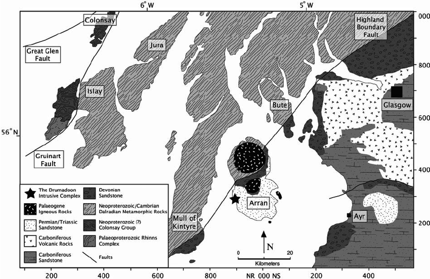 850x552 Detailed Geology Of Arran Region, Showing
