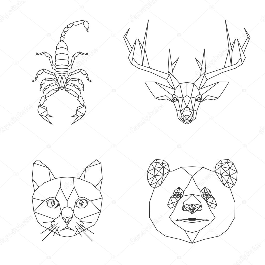 1024x1024 Geometric Animals Set Stock Vector Archiwiz