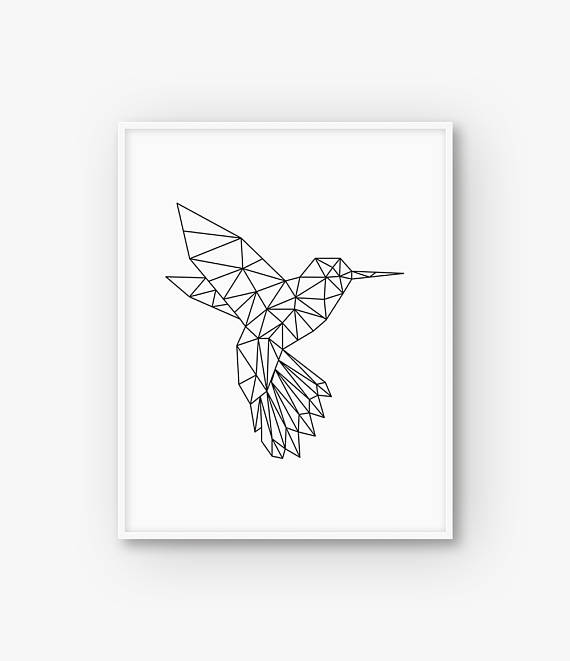 570x661 Humming Bird Print Geometric Bird Wall Art Geometry Animal