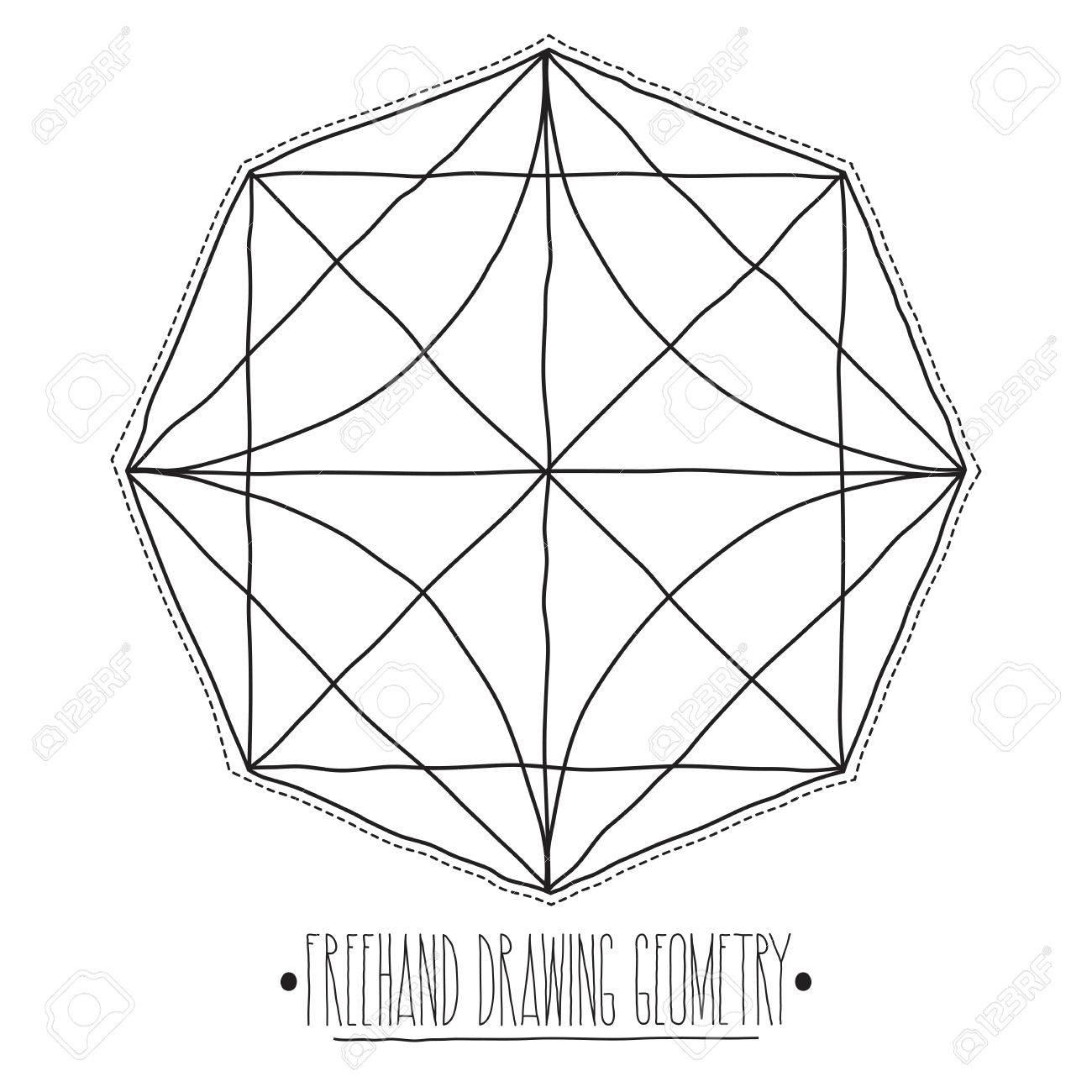 1300x1300 Freehand Drawing Geometry. Simple Isolated Geometric Figure