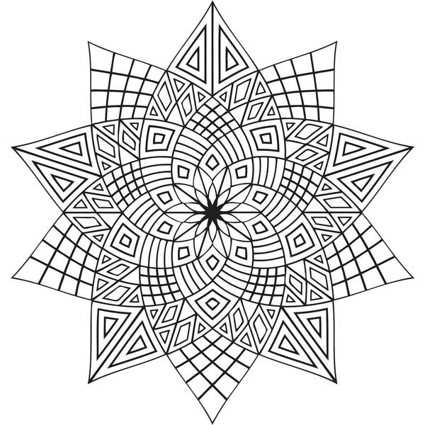 600x600 Geometric Flowers Mandala Coloring Pages Batch Coloring