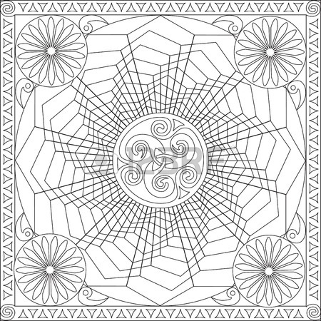 450x450 Page Coloring Book For Adults Square Format Flower Geometric