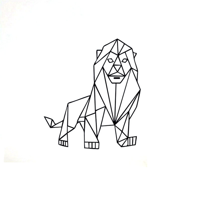 640x640 13x15cm Fun Lion Outline Geometric Vinyl Car Sticker Motorcycle