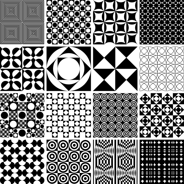 600x600 Monochrome Geometric Seamless Patterns, Vector Images