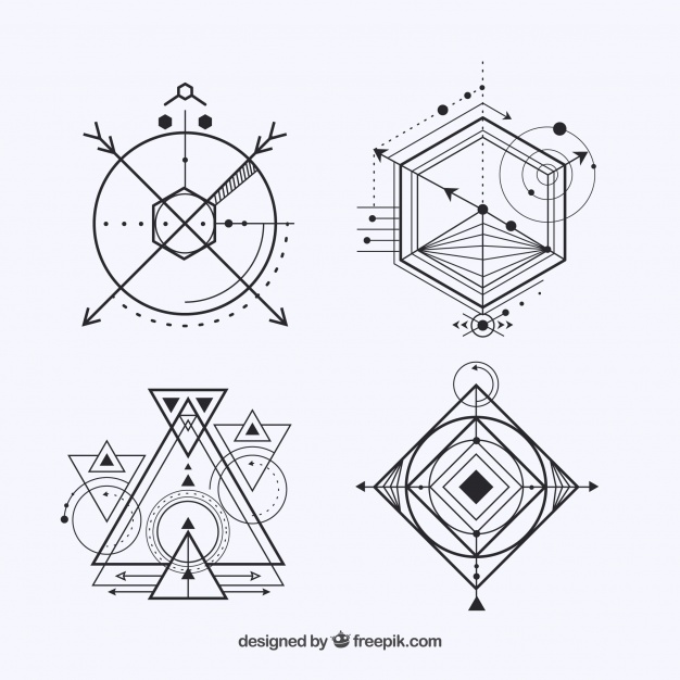626x626 Pack Of Four Tattoos With Geometric Shapes Vector Free Download