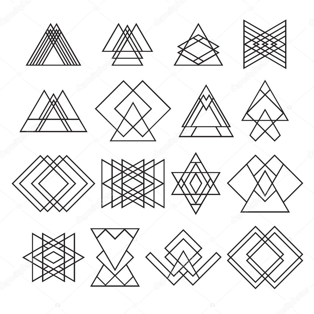 1024x1024 Set Of Trendy Hipster Geometric Shapes. Geometric Logotypes Or I