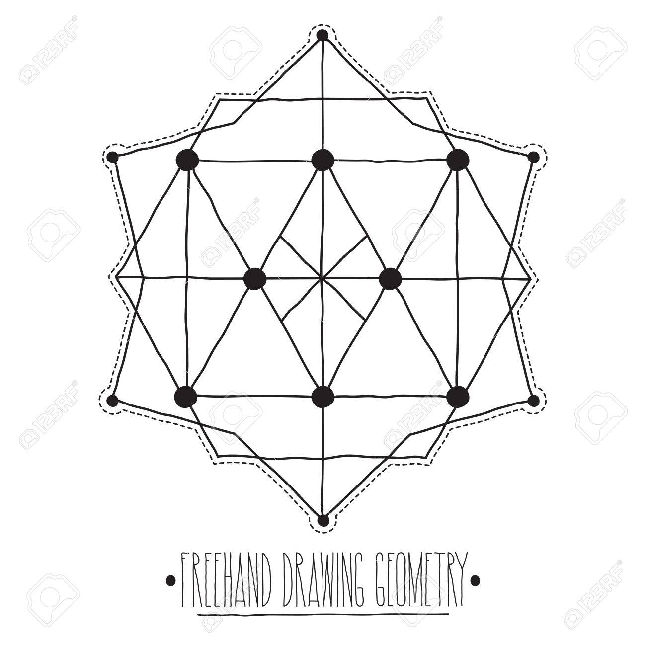 1300x1300 Freehand Drawing Geometry. Simple Isolated Geometric Figure