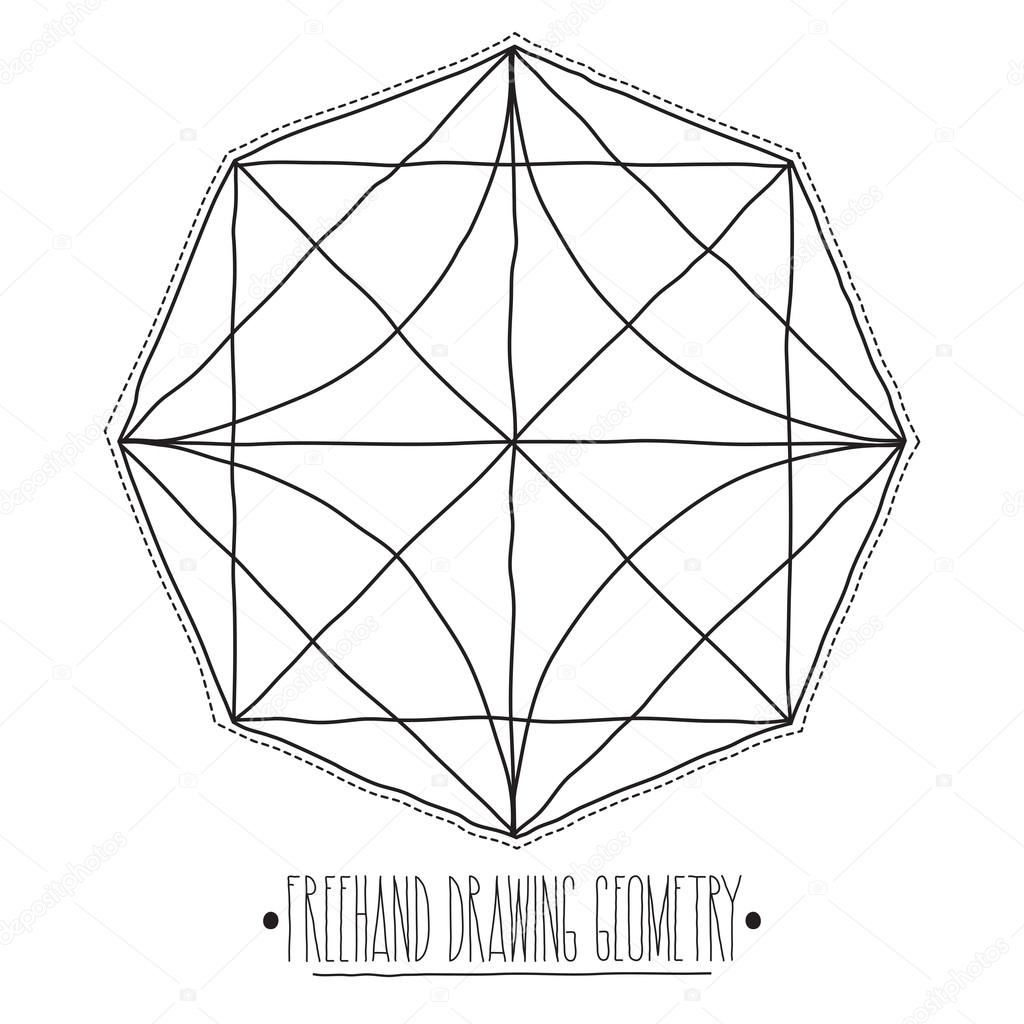 1024x1024 Hollow Core Geometric Figures And Elements With Lines Polyhedron