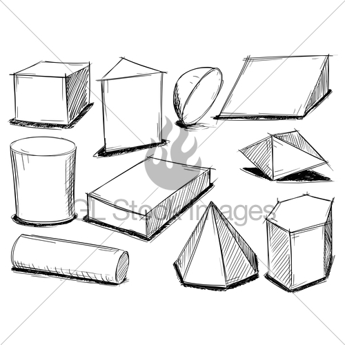 500x500 Set Of Sketchy 3 D Geometrical Shapes Gl Stock Images