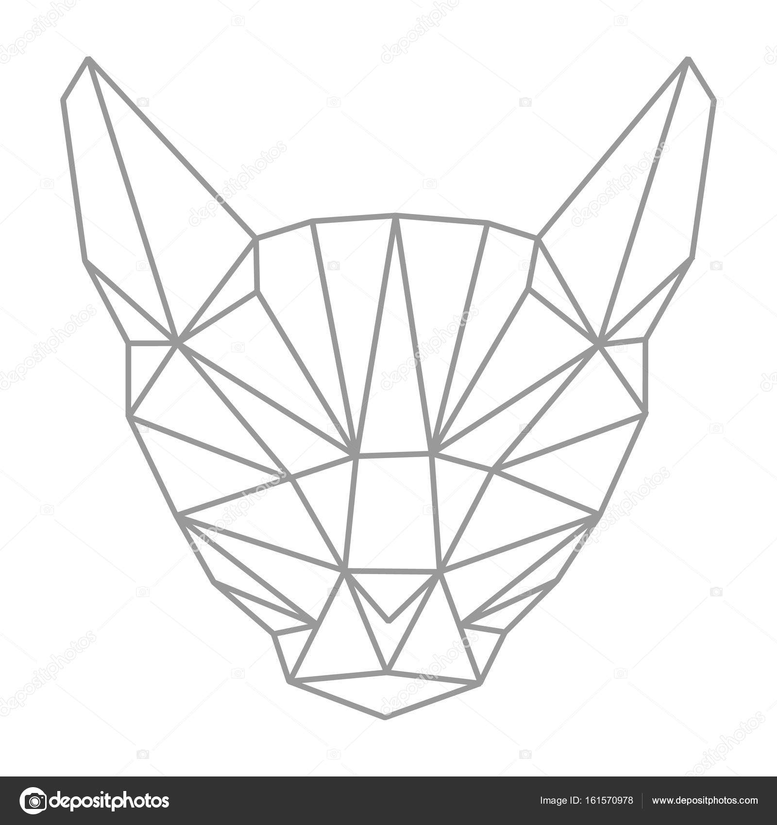 1600x1700 Lowpolygonal Geometry, Cat Head. Outline Style. Simple. Flat
