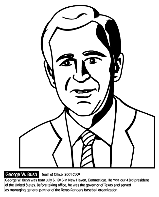 645x801 U.s. President George W. Bush Coloring Page
