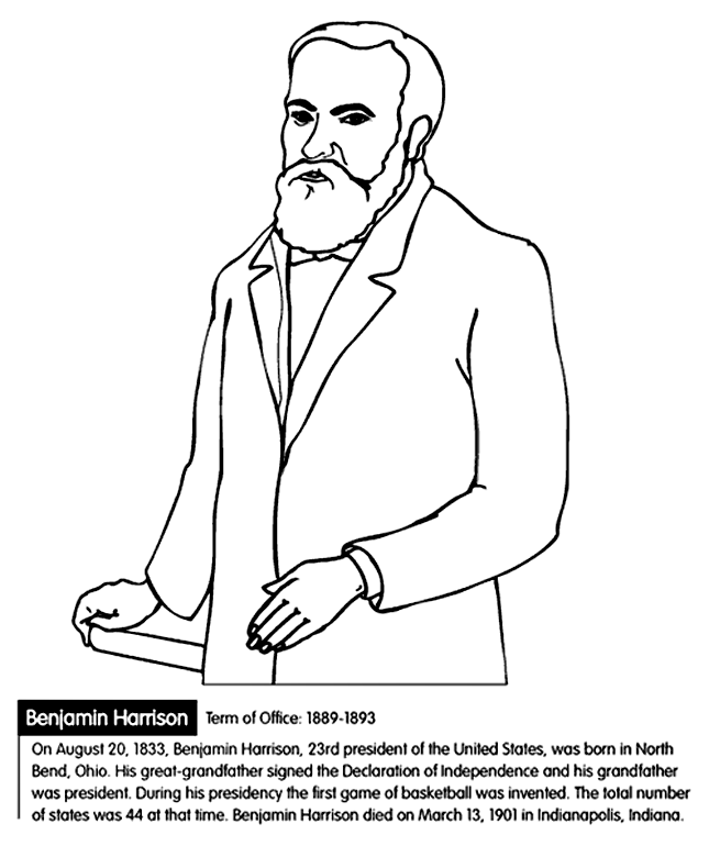 645x770 U.s. President Benjamin Harrison Crayola.ca