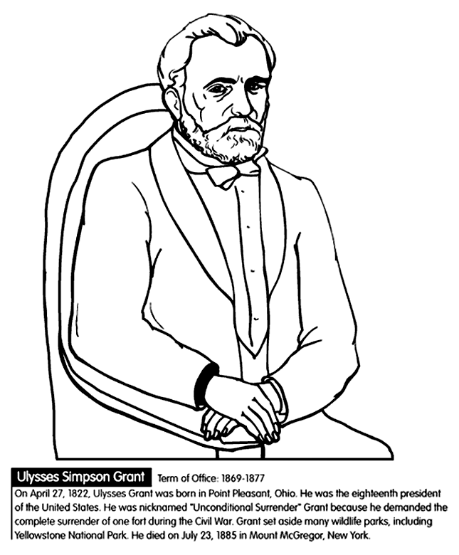 645x780 U.s. President Ulysses S. Grant Coloring Page