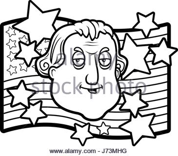 365x320 A Cartoon George Washington In Front Of An American Flag Stock
