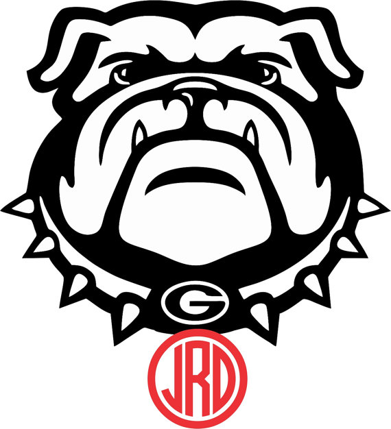 570x626 Georgia Bulldog Monogram Collar Sticker ~ Custom Decal ~ Uga