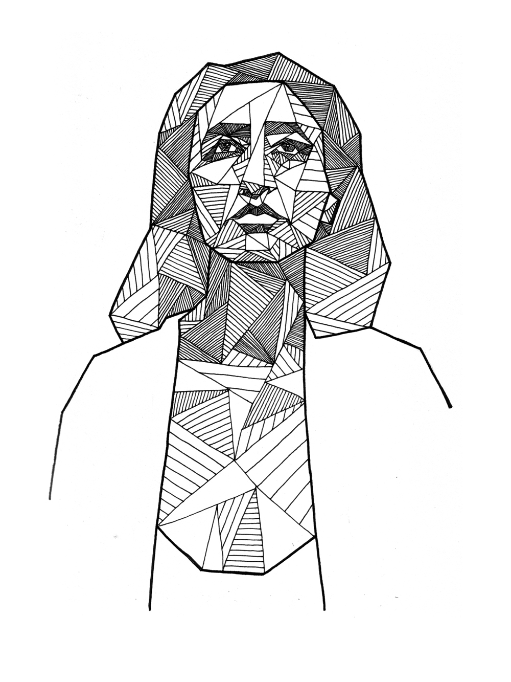 1000x1333 Geometric Portrait Of Georgia O'Keeffe By Allison Kunath Ink