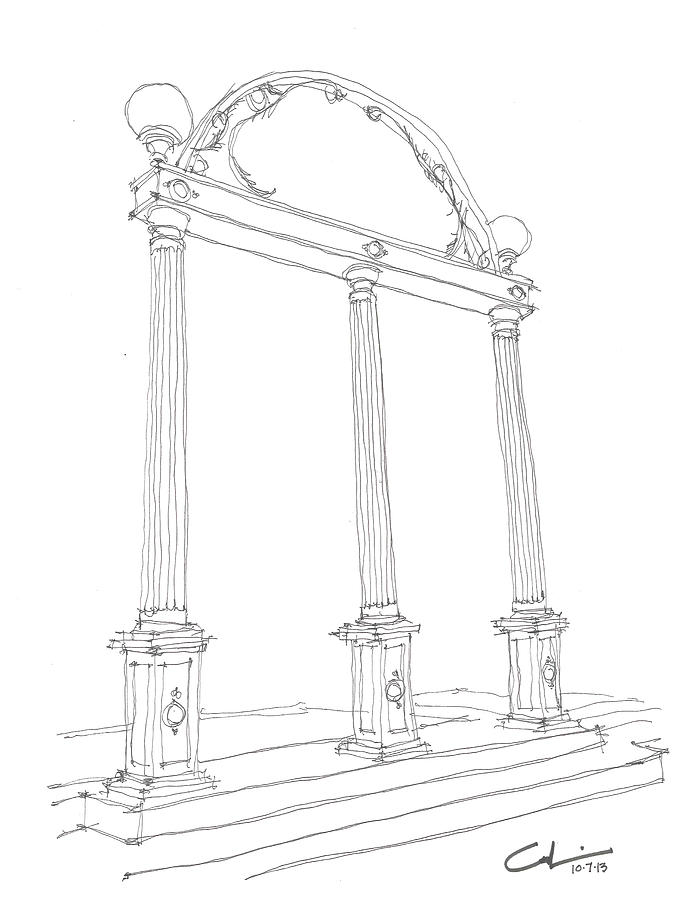 683x900 Georgia Arch Drawing By Calvin Durham