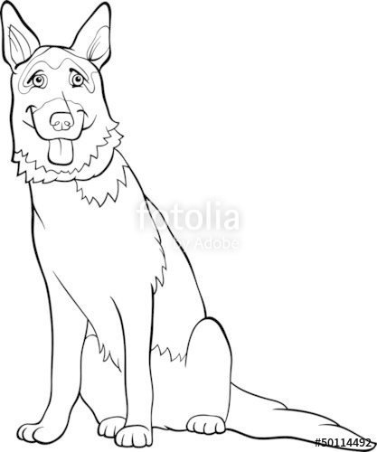 417x500 German Shepherd Dog Cartoon For Coloring Stock Image And Royalty