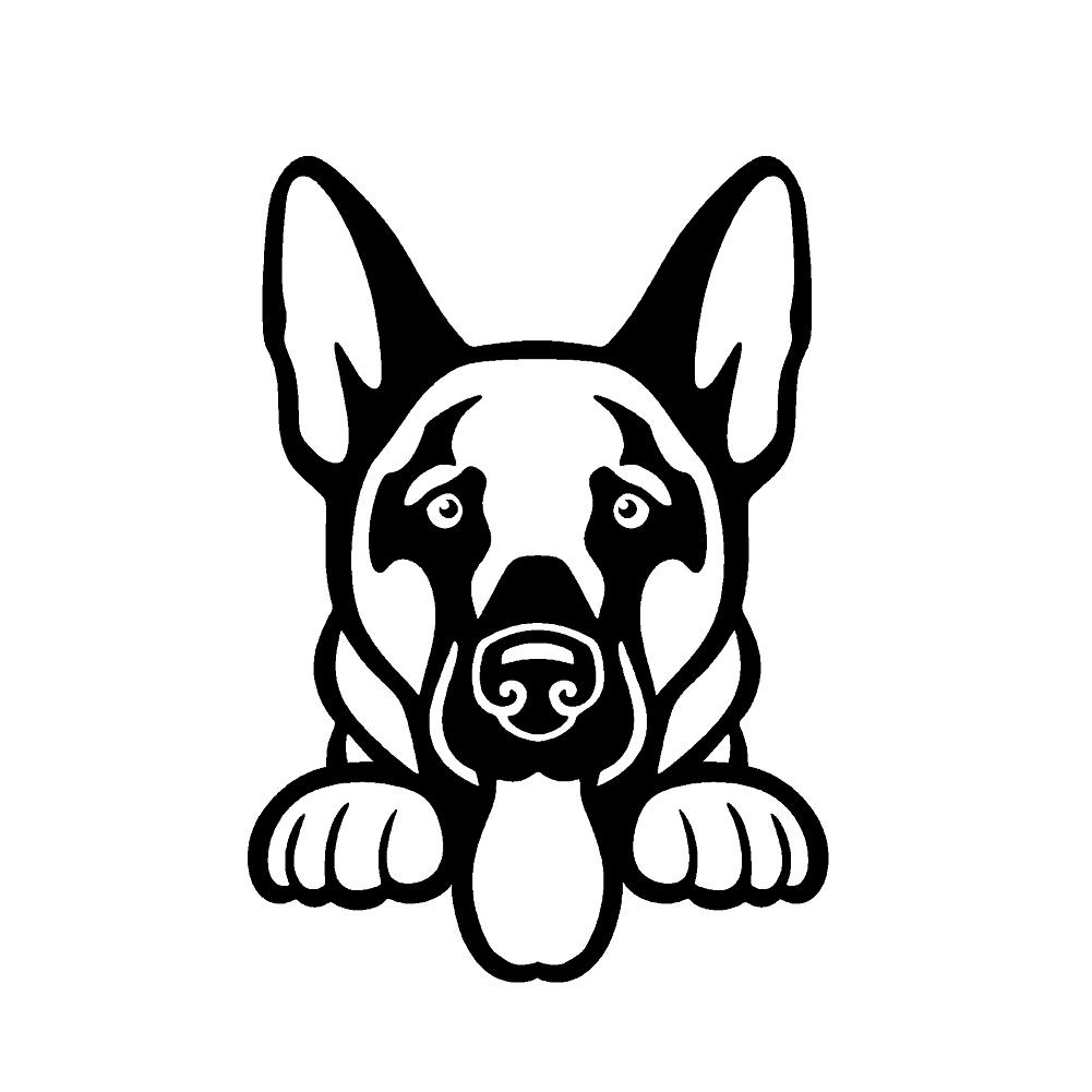 1001x1001 German Shepherd Peeking V1 Single Color Transfer Type Decal