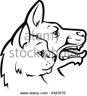 300x331 German Shepherd Icon. Black Background With White. Vector Stock