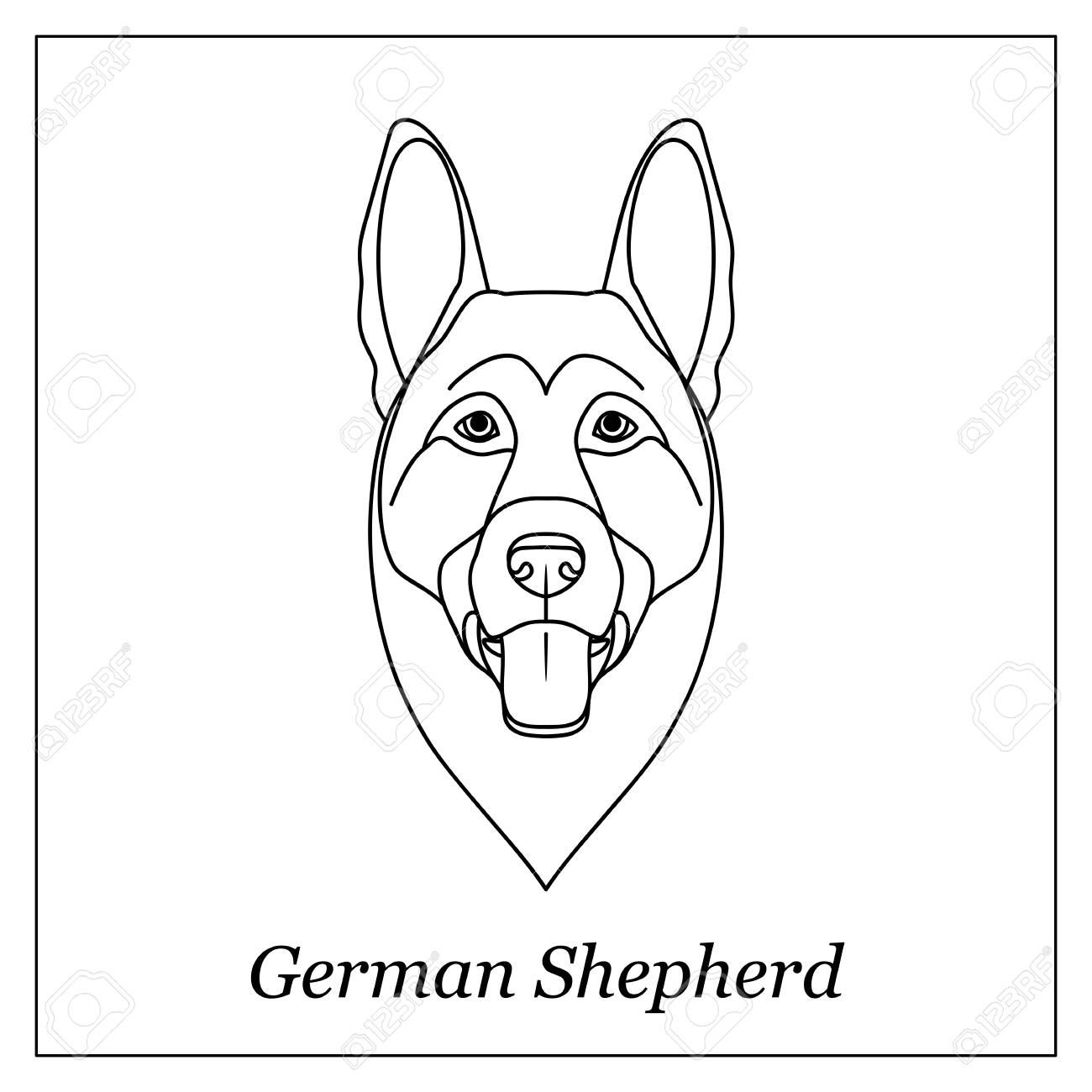 1300x1300 Isolated Black Outline Head Of German Shepherd On White Background