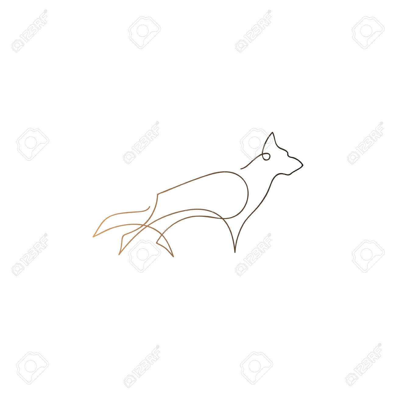 1300x1300 One Line Dog Design Silhouette. German Shepherd. Hand Drawn